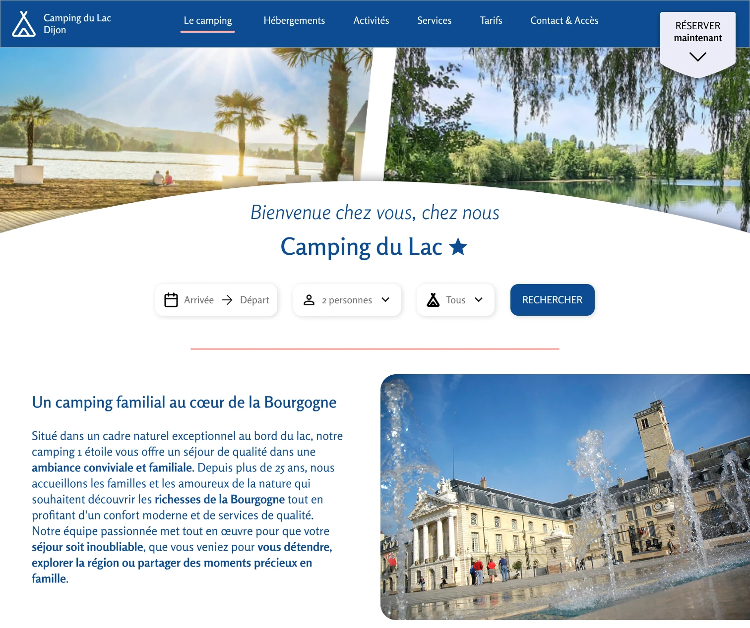 Mockup du projet Camping de Dijon