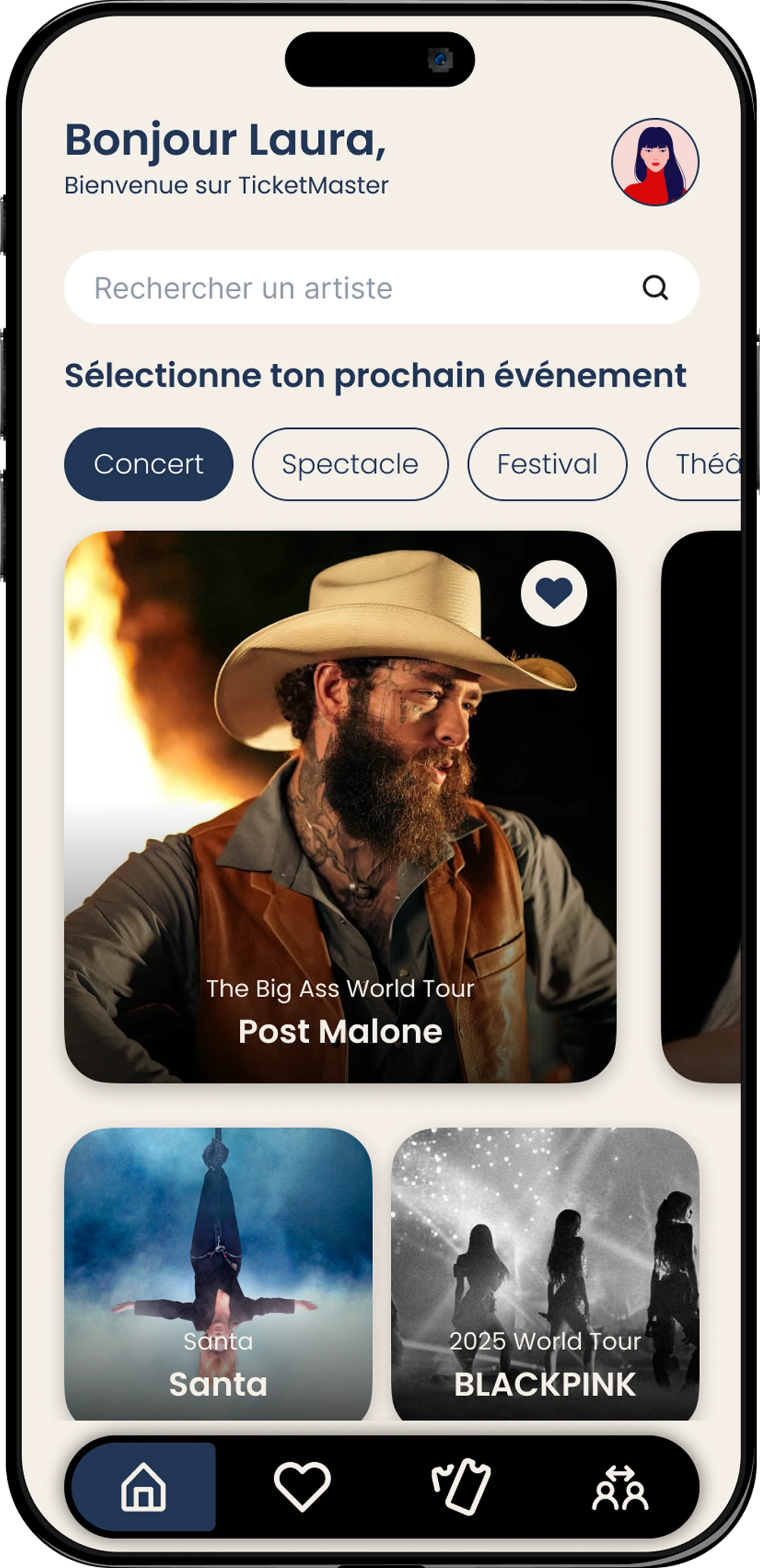 Mockup du projet Ticketmaster